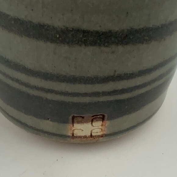 Rafe Bouchard Pottery Large Clay Swirl " DAMN " Mug Peony Flower Design Bottom - Picture 3 of 9